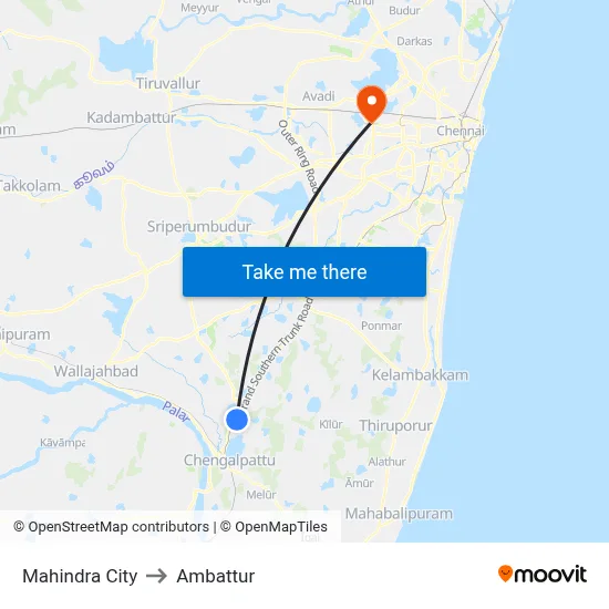 Mahindra City to Ambattur map