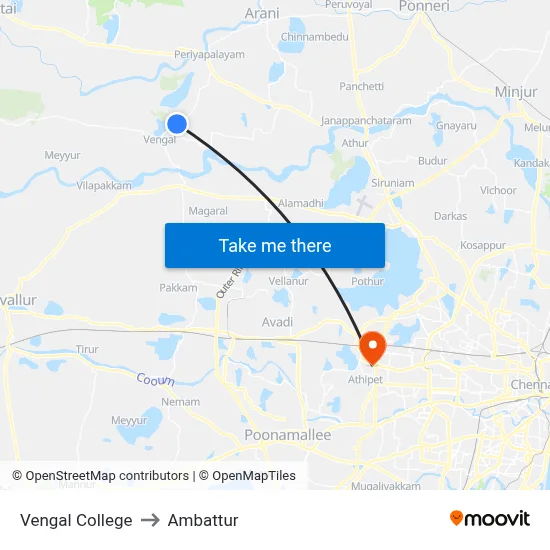 Vengal College to Ambattur map