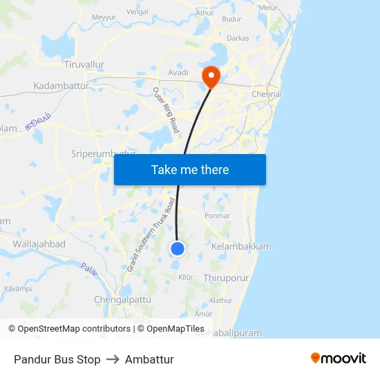 Pandur Bus Stop to Ambattur map