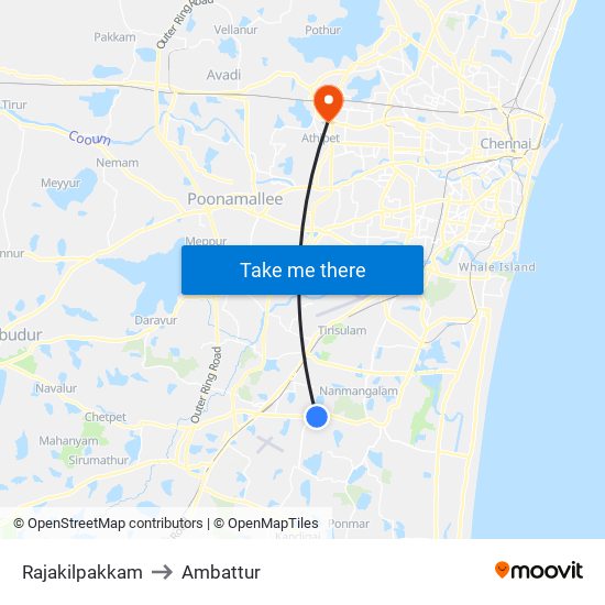 Rajakilpakkam to Ambattur map