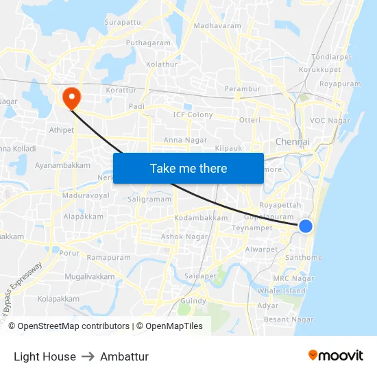 Light House to Ambattur map