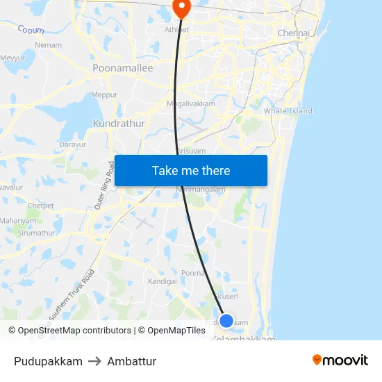 Pudupakkam to Ambattur map