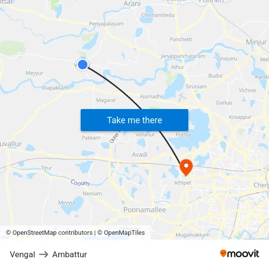 Vengal to Ambattur map