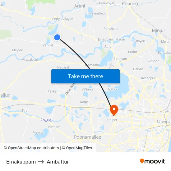 Ernakuppam to Ambattur map