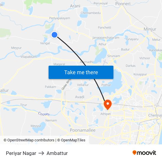 Periyar Nagar to Ambattur map