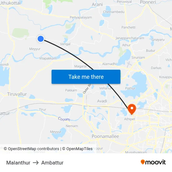 Malanthur to Ambattur map