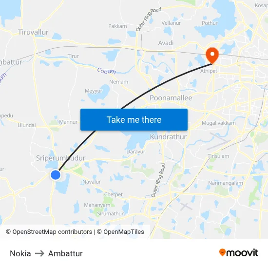 Nokia to Ambattur map