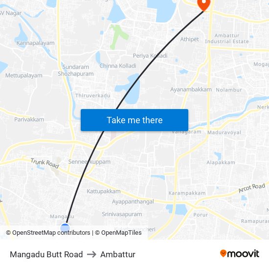 Mangadu Butt Road to Ambattur map