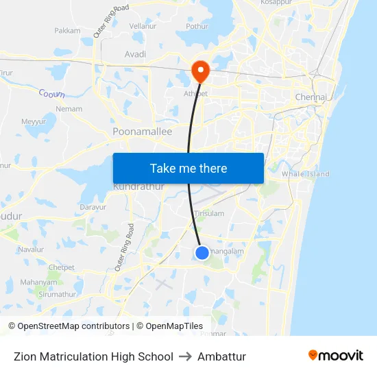 Zion Matriculation High School to Ambattur map