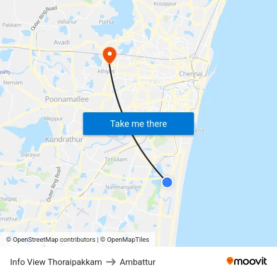 Info View Thoraipakkam to Ambattur map
