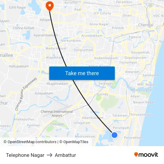 Telephone Nagar to Ambattur map