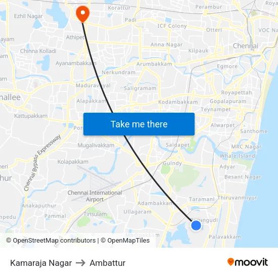 Kamaraja Nagar to Ambattur map