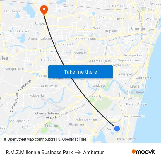 R.M.Z.Millennia Business Park to Ambattur map