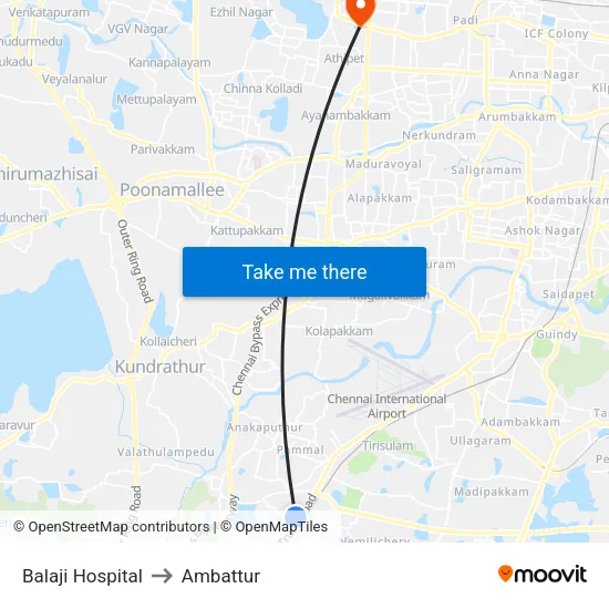 Balaji Hospital to Ambattur map