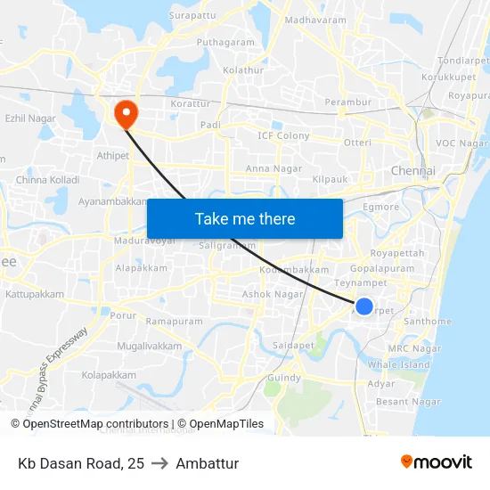 Kb Dasan Road, 25 to Ambattur map