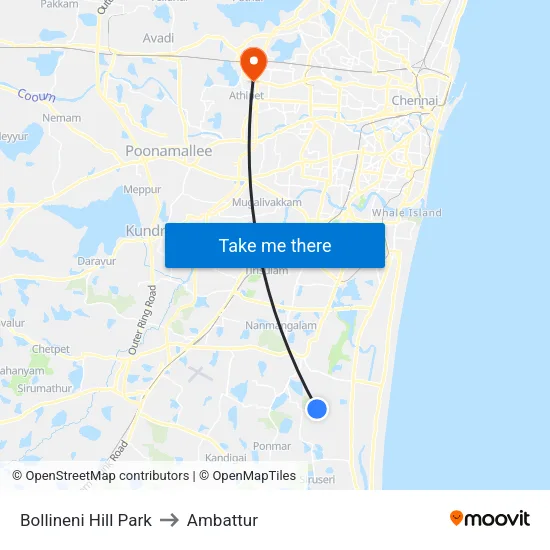 Bollineni Hill Park to Ambattur map