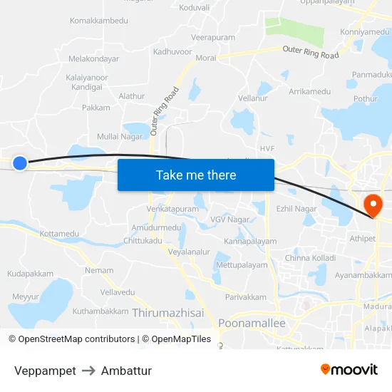 Veppampet to Ambattur map