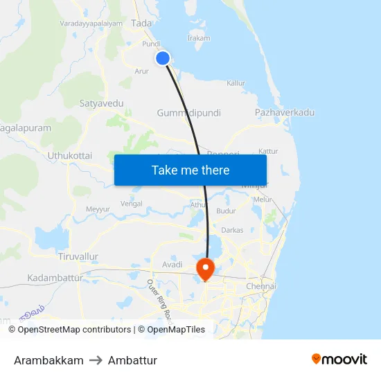 Arambakkam to Ambattur map