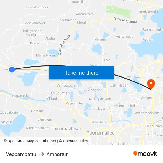 Veppampattu to Ambattur map