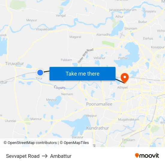 Sevvapet Road to Ambattur map