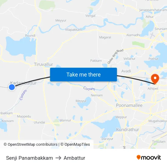 Senji Panambakkam to Ambattur map