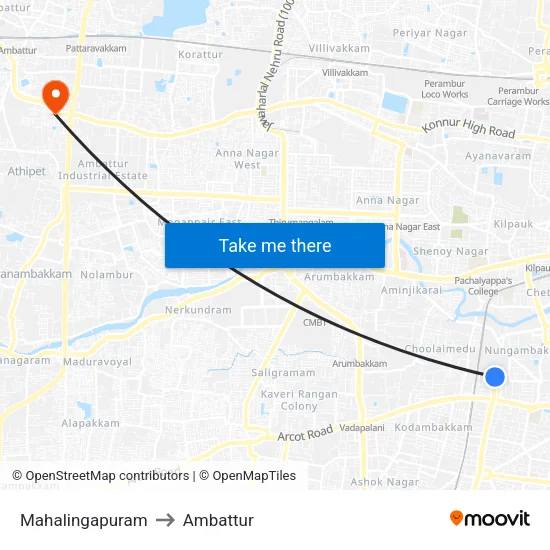 Mahalingapuram to Ambattur map