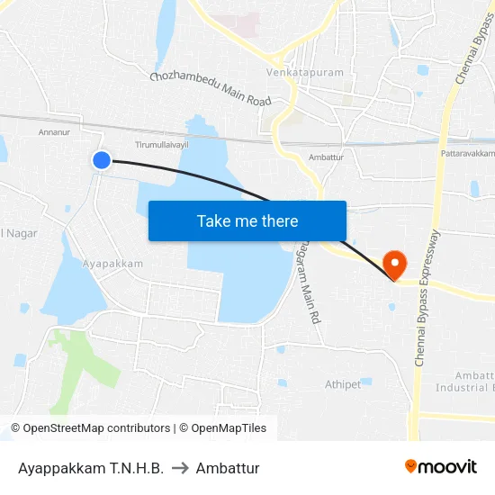Ayappakkam T.N.H.B. to Ambattur map