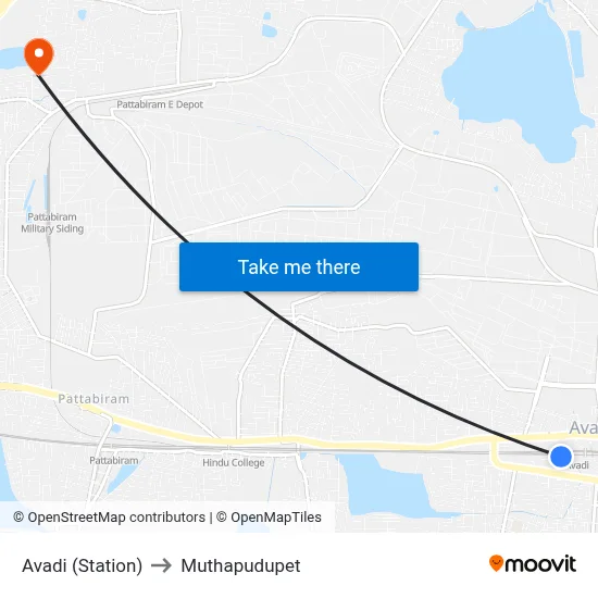 Avadi (Station) to Muthapudupet map