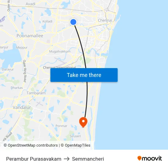 Perambur Purasavakam to Semmancheri map