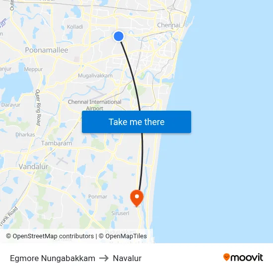 Egmore Nungabakkam to Navalur map