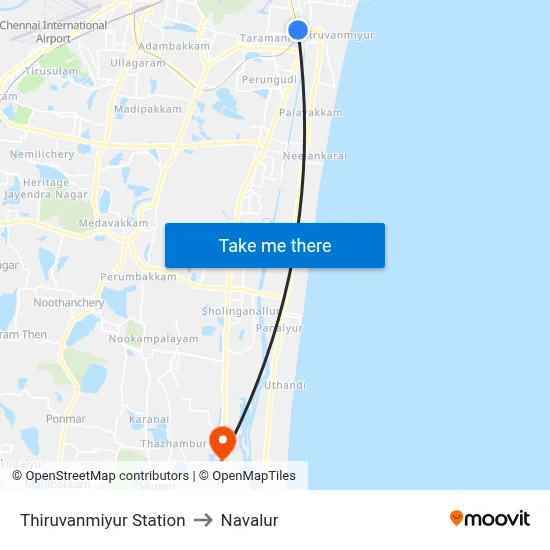 Thiruvanmiyur Station to Navalur map