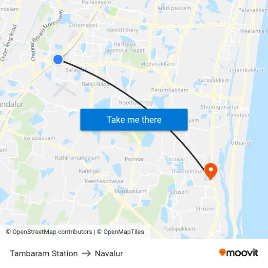 Tambaram Station to Navalur map