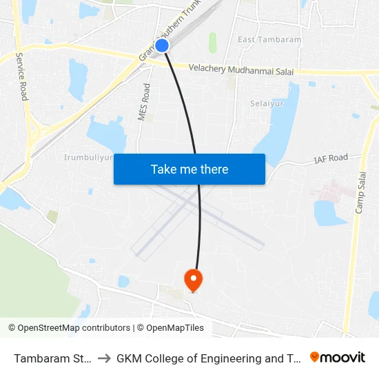 Tambaram Station to GKM College of Engineering and Technology map