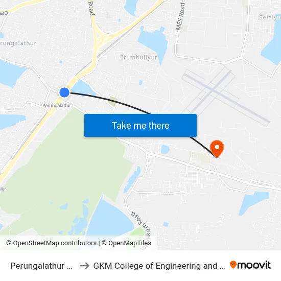 Perungalathur Station to GKM College of Engineering and Technology map