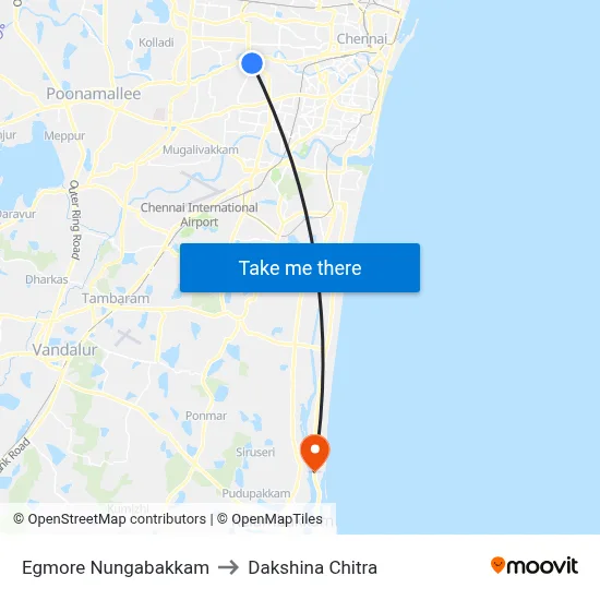 Egmore Nungabakkam to Dakshina Chitra map
