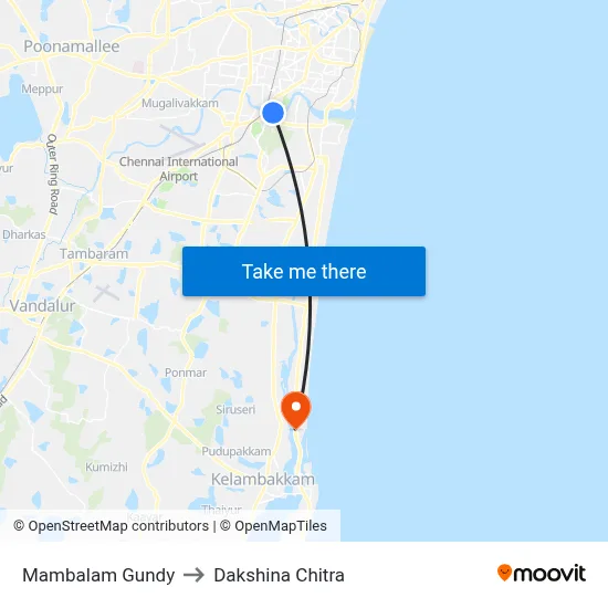 Mambalam Gundy to Dakshina Chitra map
