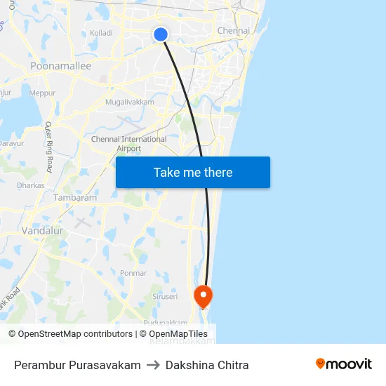 पेरम्बुर पुरासावकम to दक्षिण चित्र map