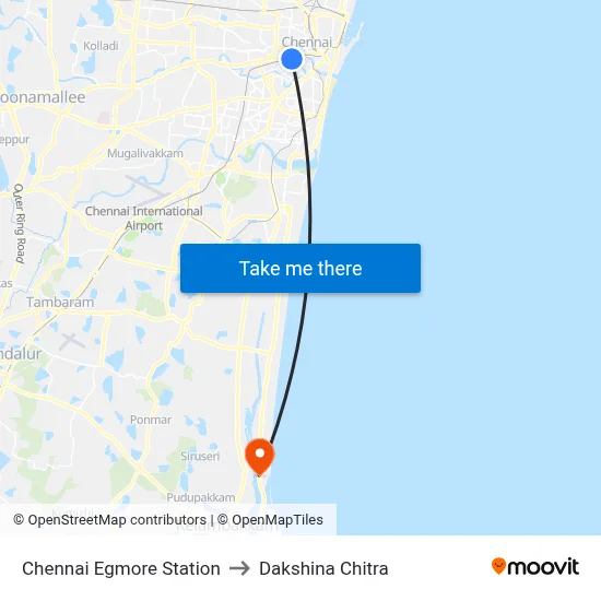 Chennai Egmore Station to Dakshina Chitra map
