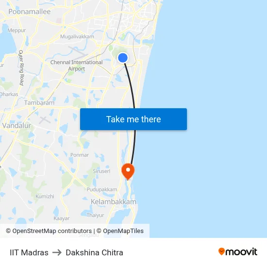 IIT Madras to Dakshina Chitra map