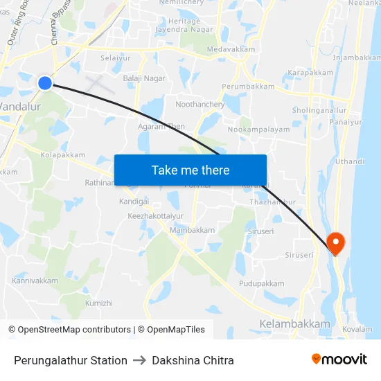 Perungalathur Station to Dakshina Chitra map