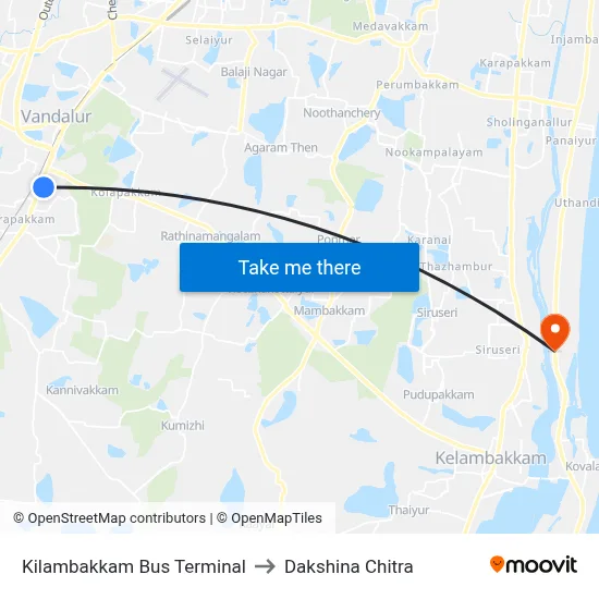 किलांबक्कम बस टर्मिनल to दक्षिण चित्र map