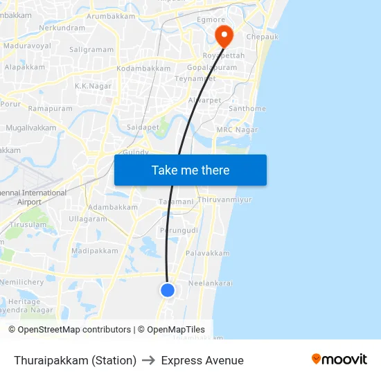Thuraipakkam (Station) to Express Avenue map