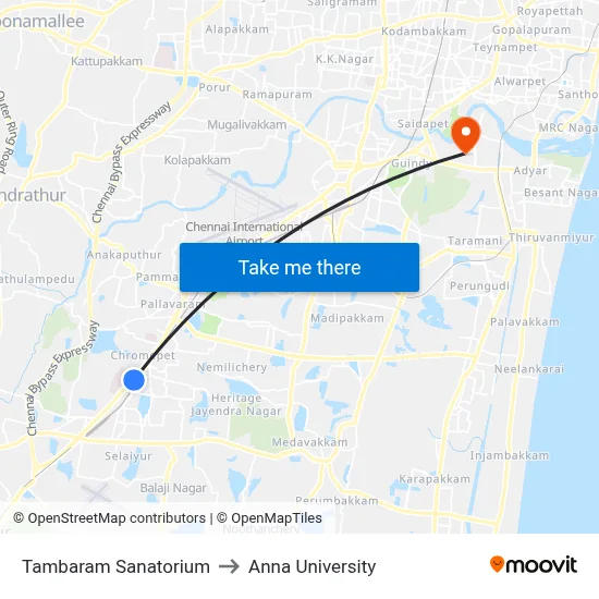 Tambaram Sanatorium to Anna University map