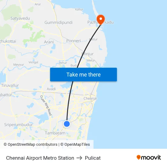 Chennai Airport Metro Station to Pulicat map