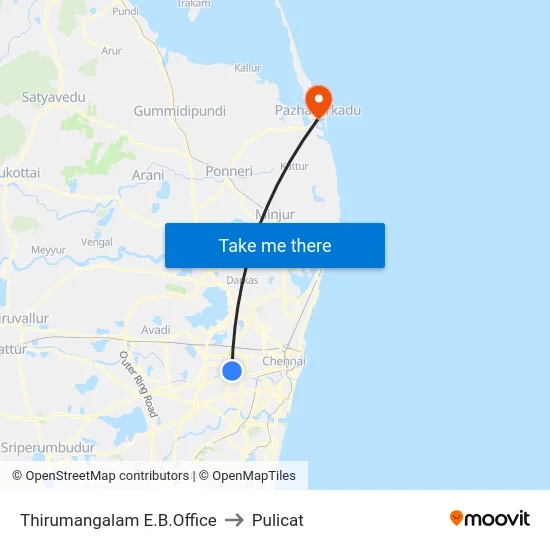 Thirumangalam E.B.Office to Pulicat map