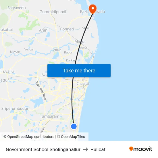 Government School Sholinganallur to Pulicat map