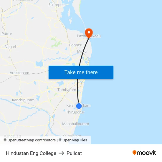 Hindustan Eng College to Pulicat map
