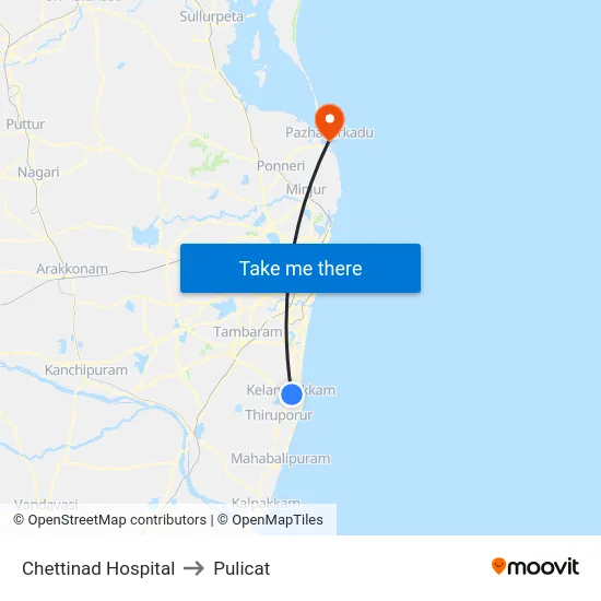 Chettinad Hospital to Pulicat map