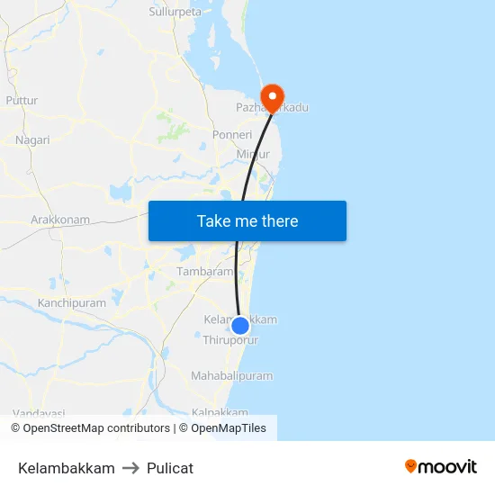 Kelambakkam to Pulicat map