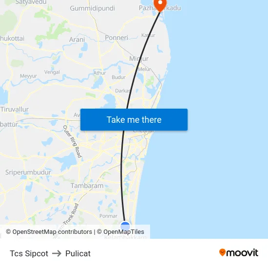 Tcs Sipcot to Pulicat map